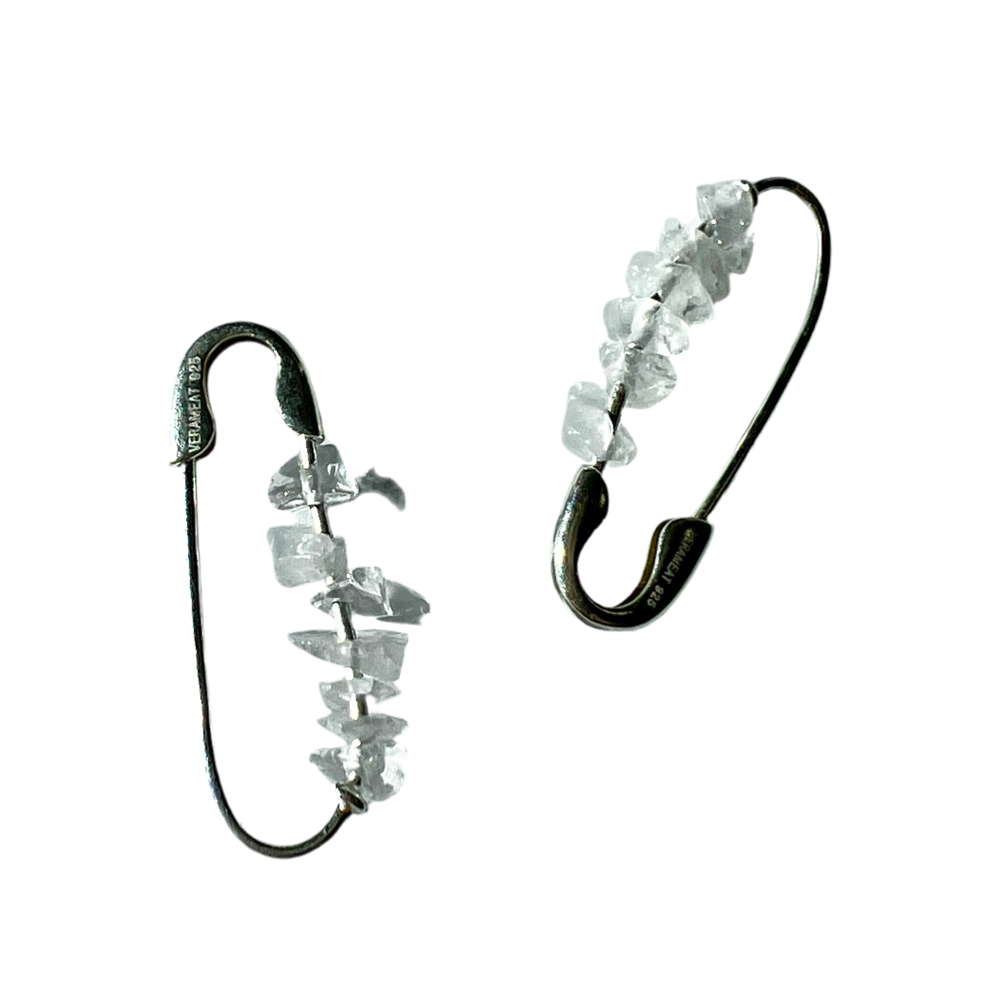 ROUGH STONE SAFETY PIN EARRINGS