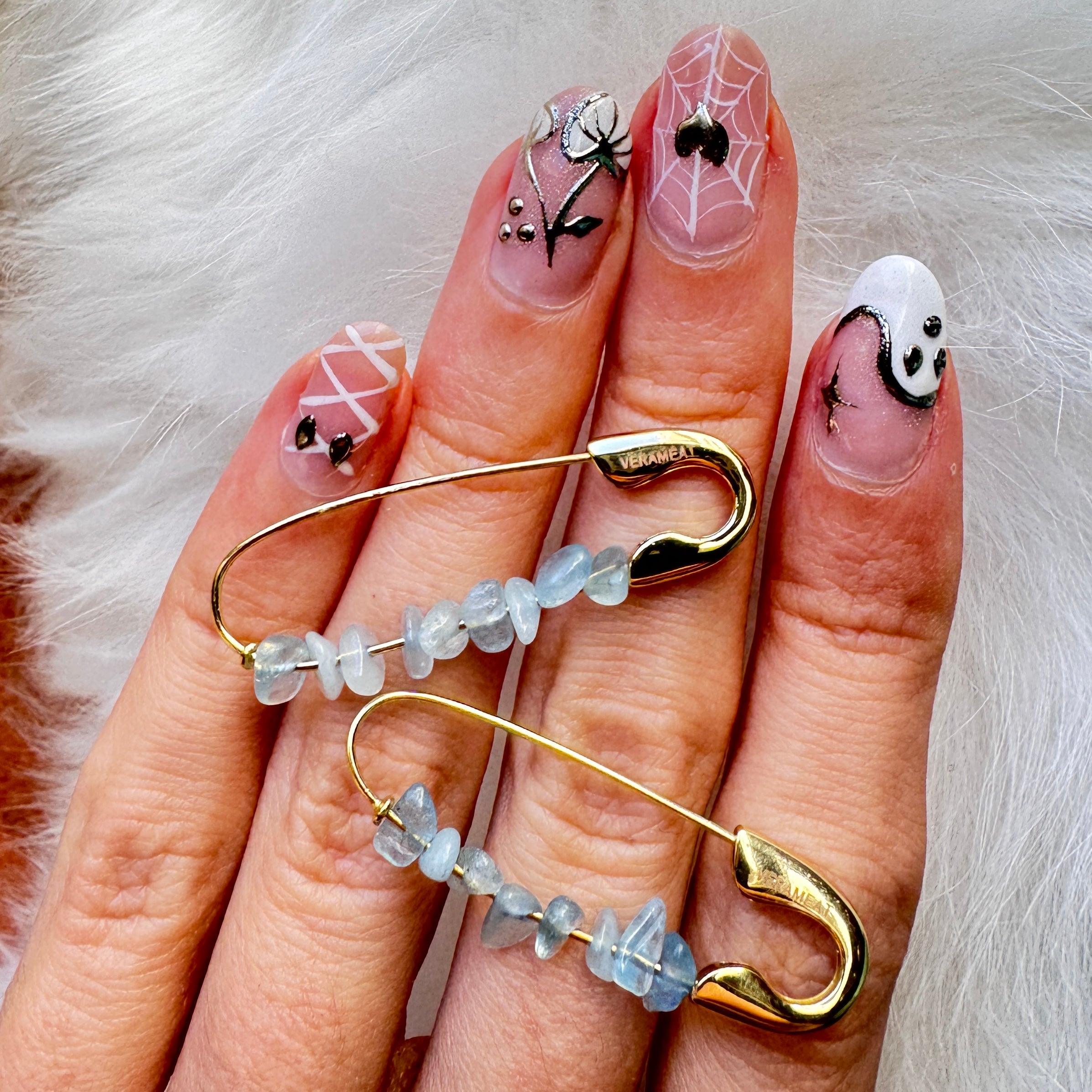 ROUGH STONE SAFETY PIN EARRINGS