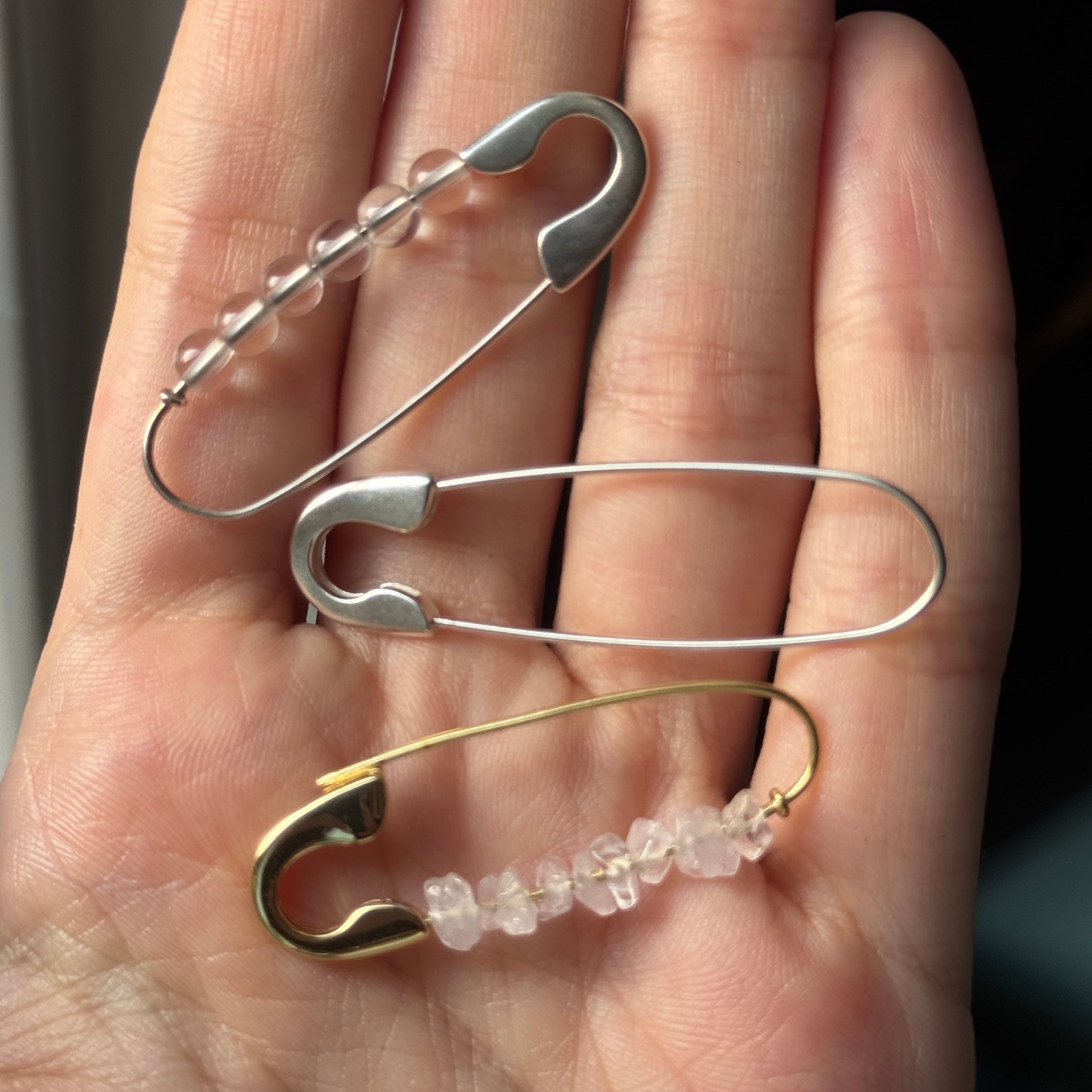 ROUGH STONE SAFETY PIN EARRINGS