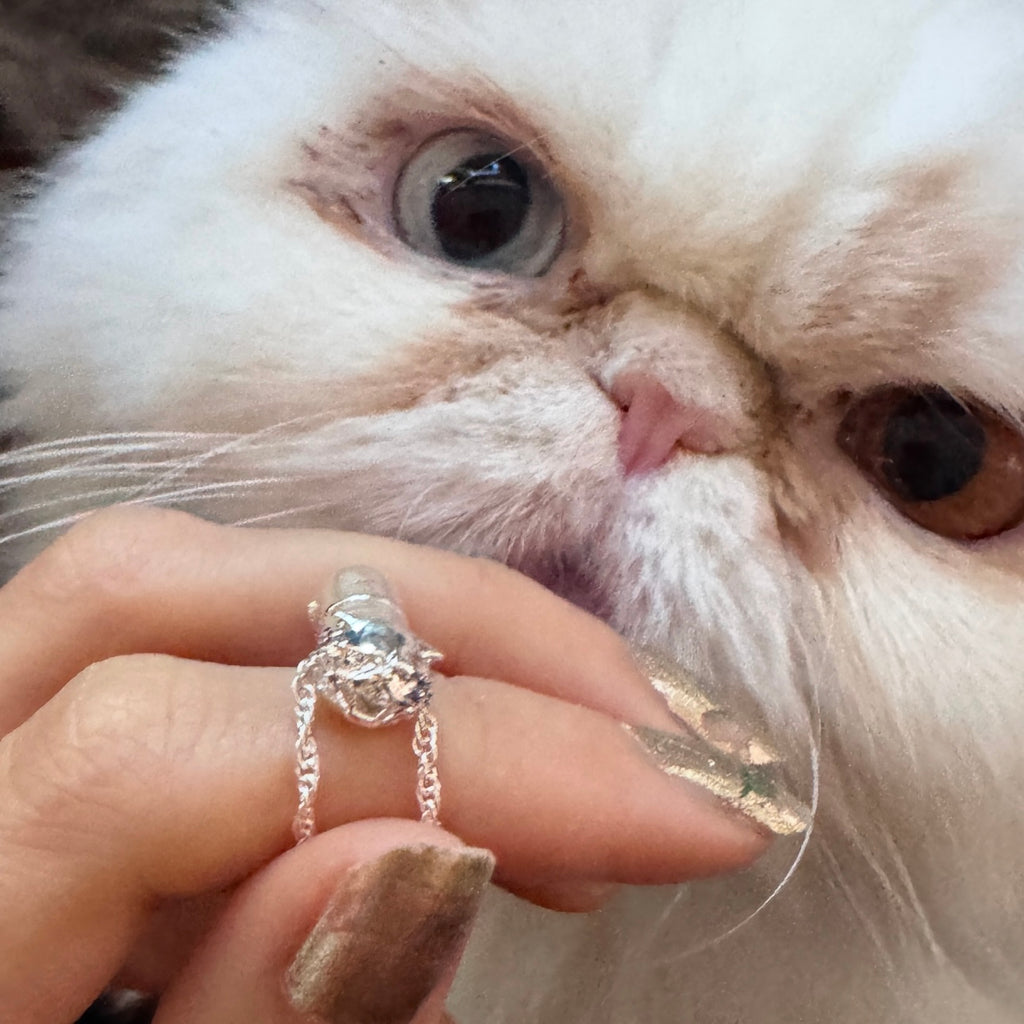 Silver Cat RX Pendant Necklace, Cat-themed Jewelry, pill design