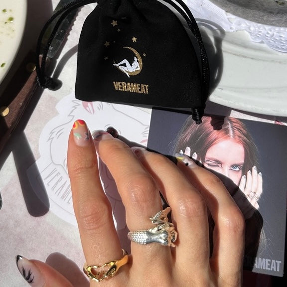 Sterling silver mermaid stone ring, ocean-inspired jewelry