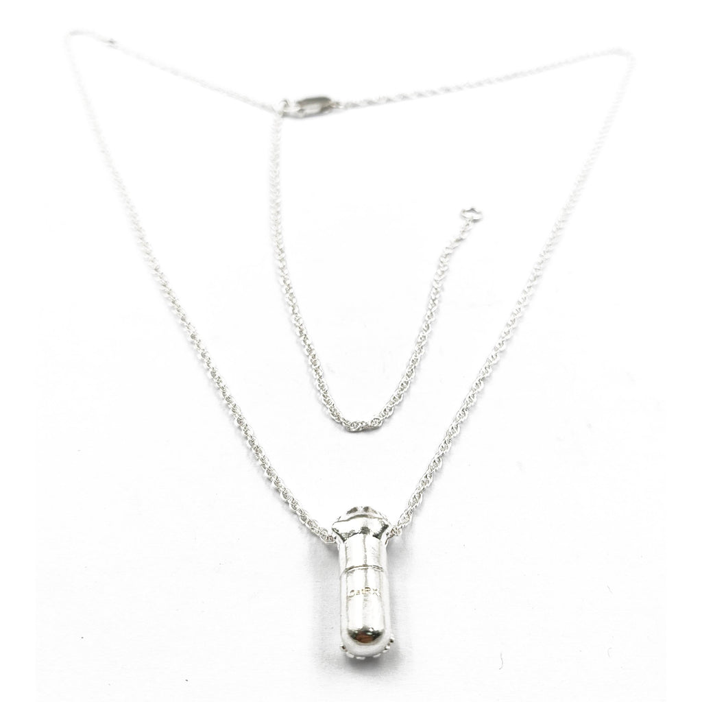 Silver Cat RX Pendant Necklace, Cat-themed Jewelry, pill design