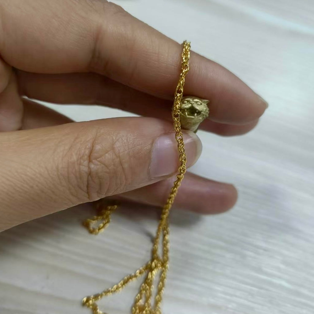 Gold Cat RX Pendant Necklace, Cat-themed Jewelry, pill design