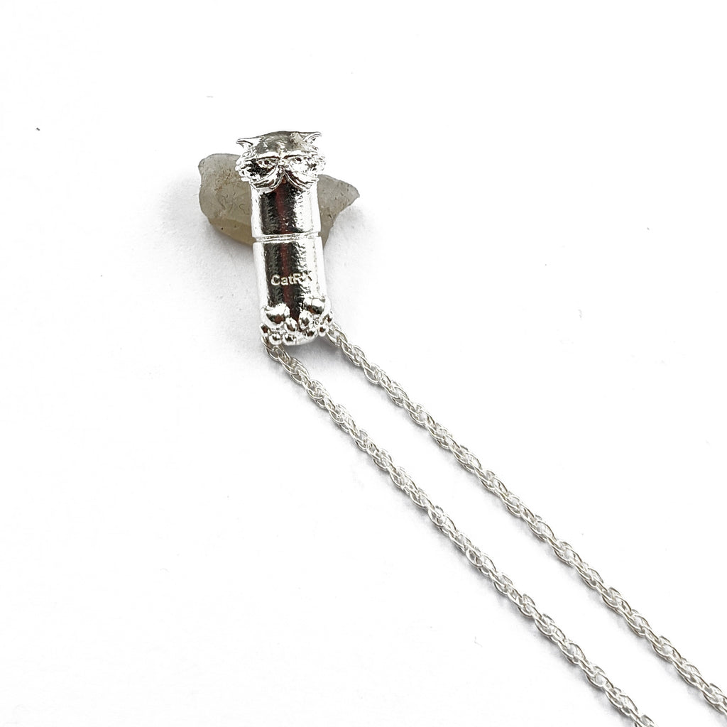 Silver Cat RX Pendant Necklace, Cat-themed Jewelry, pill design