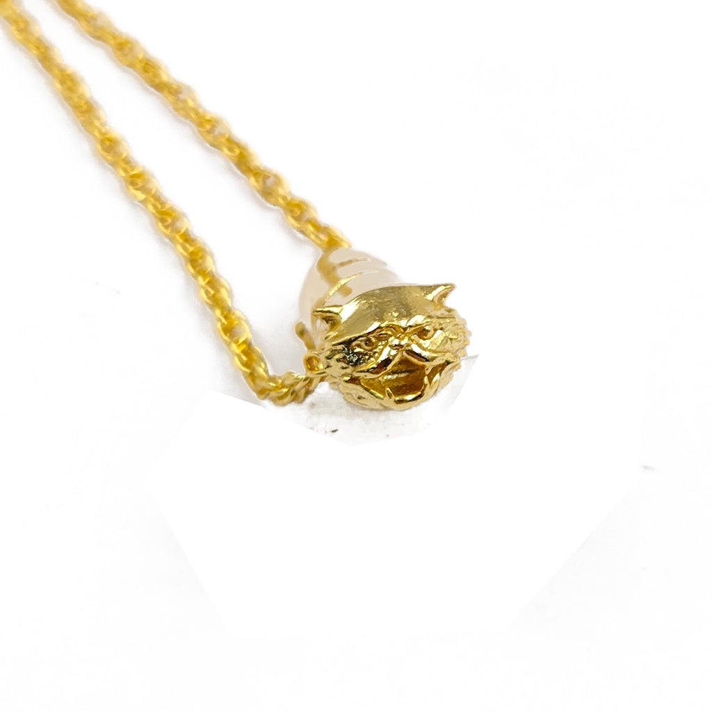 Gold Cat RX Pendant Necklace, Cat-themed Jewelry, pill design