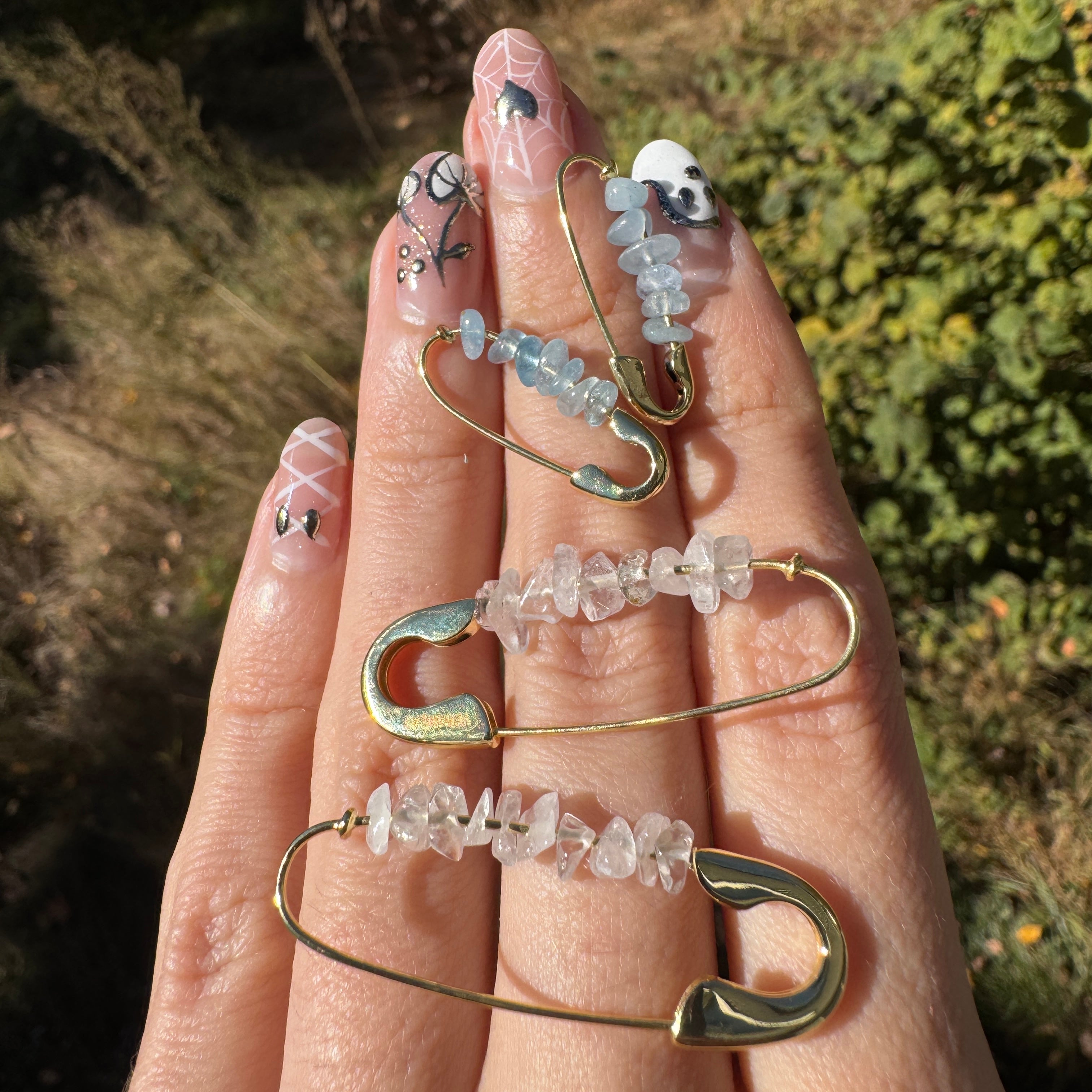 ROUGH STONE SAFETY PIN EARRINGS